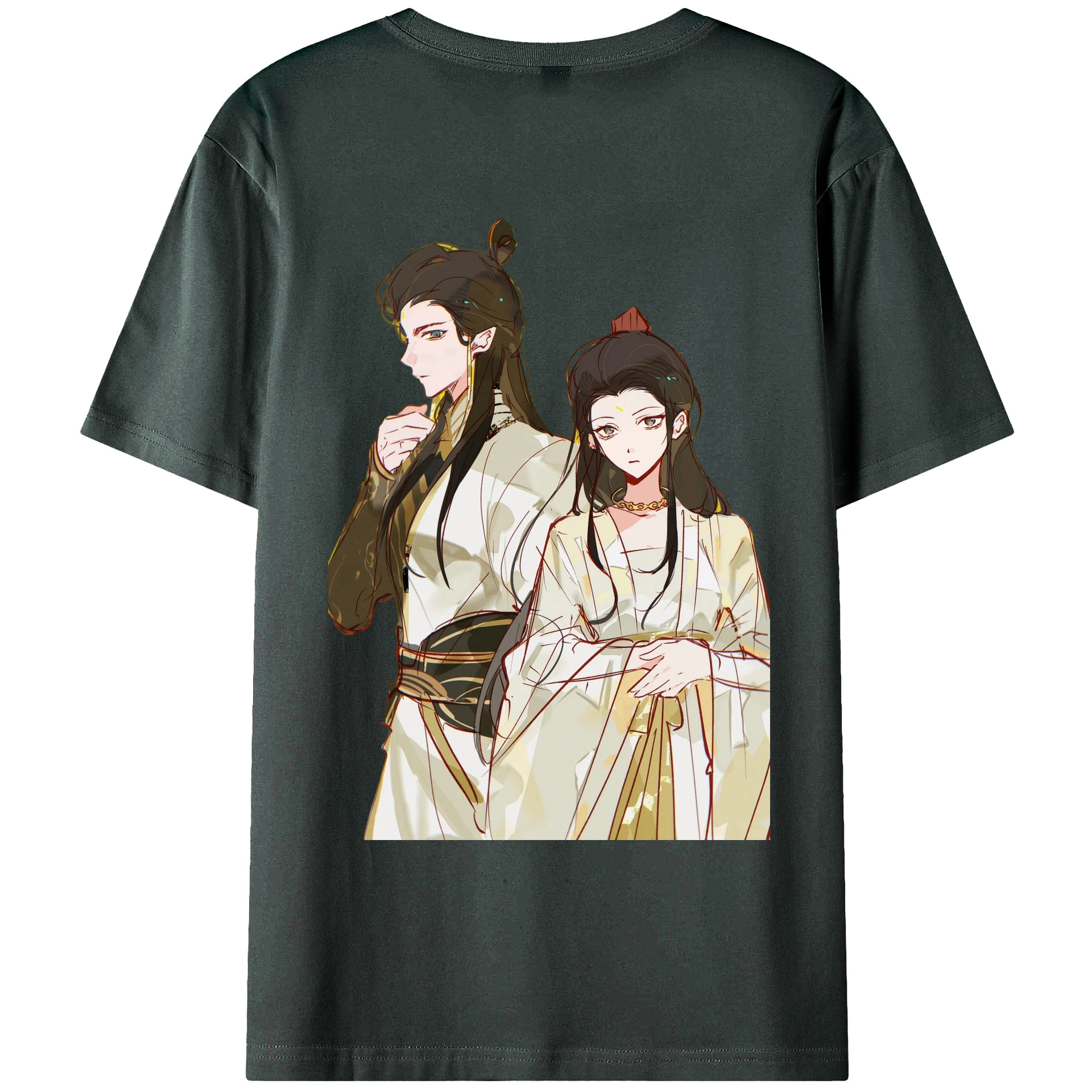 （画像用） Ne Zha 2 ナタ 魔童の大暴れ 綿100％ メンズ半袖Tシャツ（バックプリント） 通気性